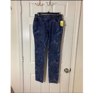 Etcetera navy blue paisley jeans size 2